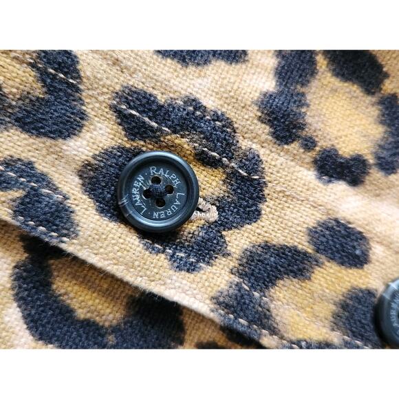 Lauren Ralph Lauren Linen Cotton Button Front Leopard Print Mini Skirt Size 6P - Picture 3 of 8